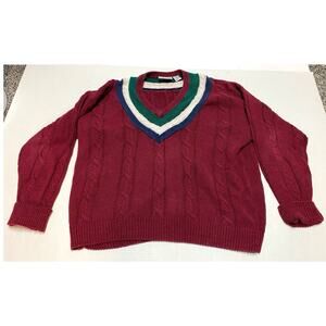 Weekends Tennis Sweater Cable Knit Country Club Vintage 1970s 1980s Mens Large